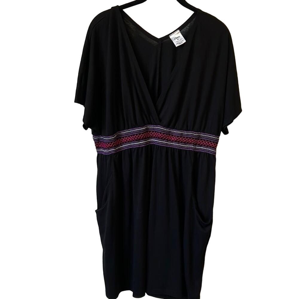 Cherie Beach Cover Up Womens Pullover Dress with pockets Sz XL Black Pink